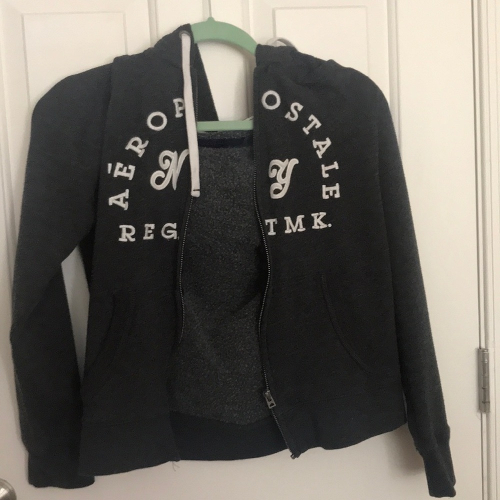 Aeropostale dark gray zip up lightweight jacket